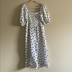 ASOS Black and White Puff Sleeve Jumpsuit